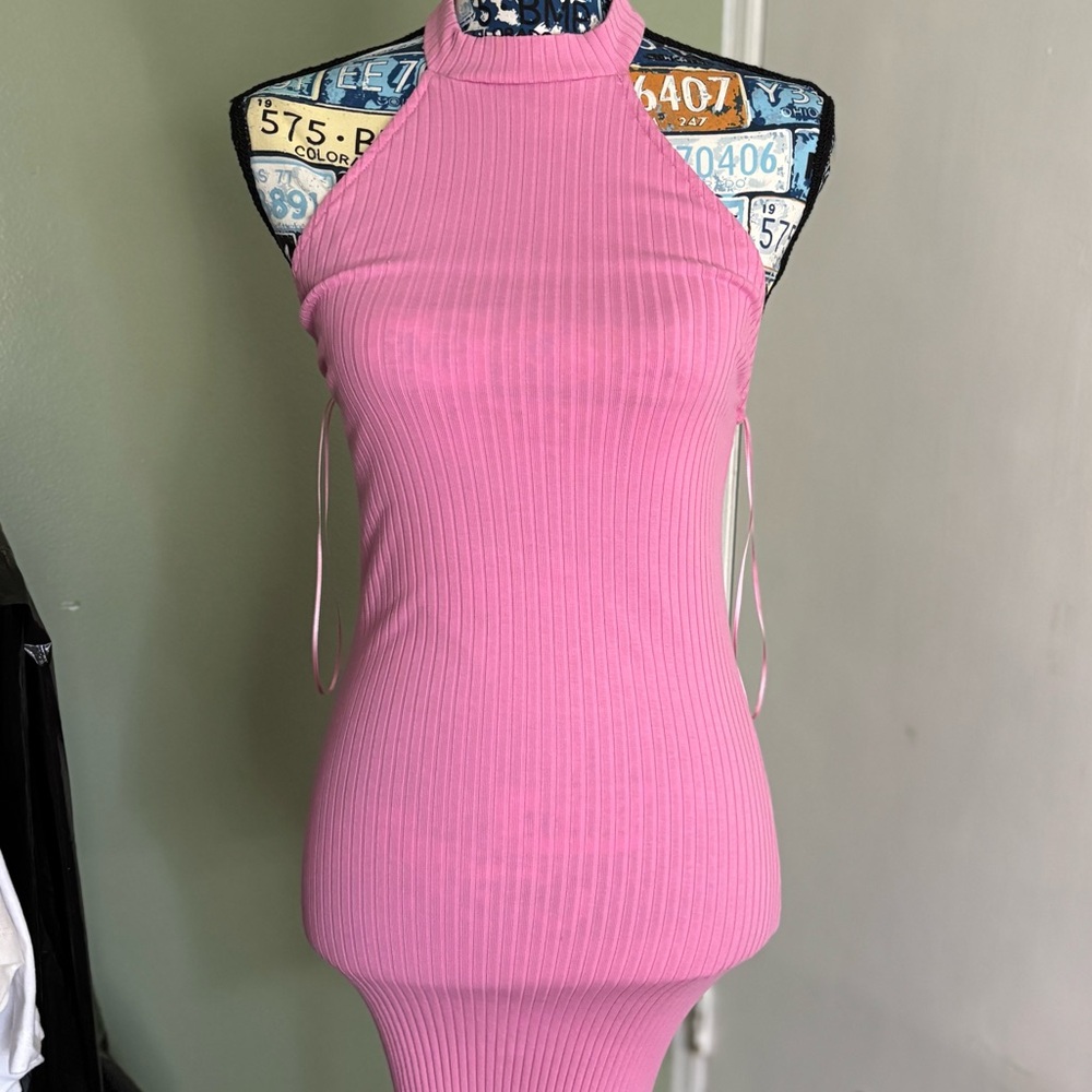 Zara Pink Ribbed Mini Dress - Picture 2 of 3